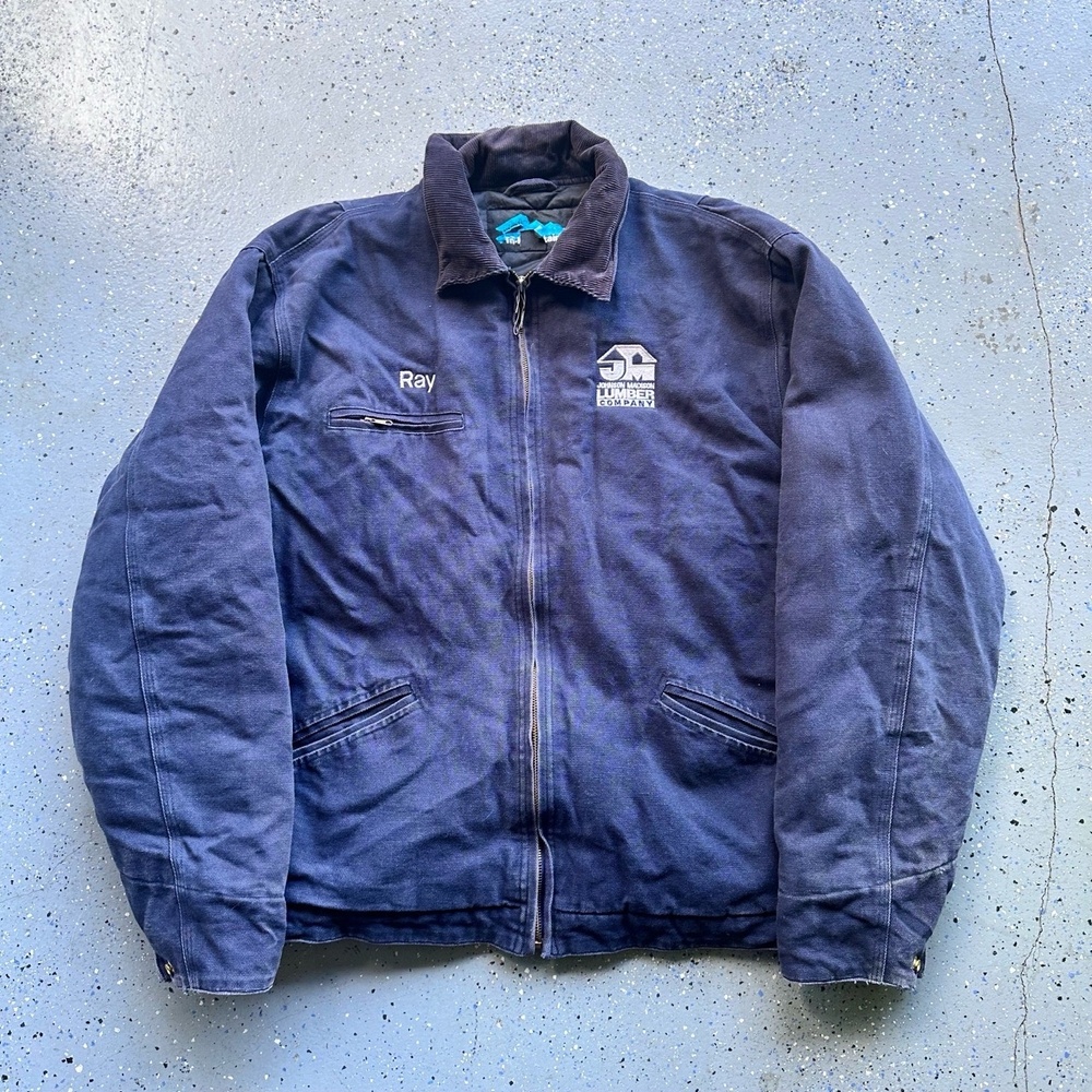 Tri-Mountain Vintage Workwear Detroit Jacket Large Dark Blue Corduroy Color